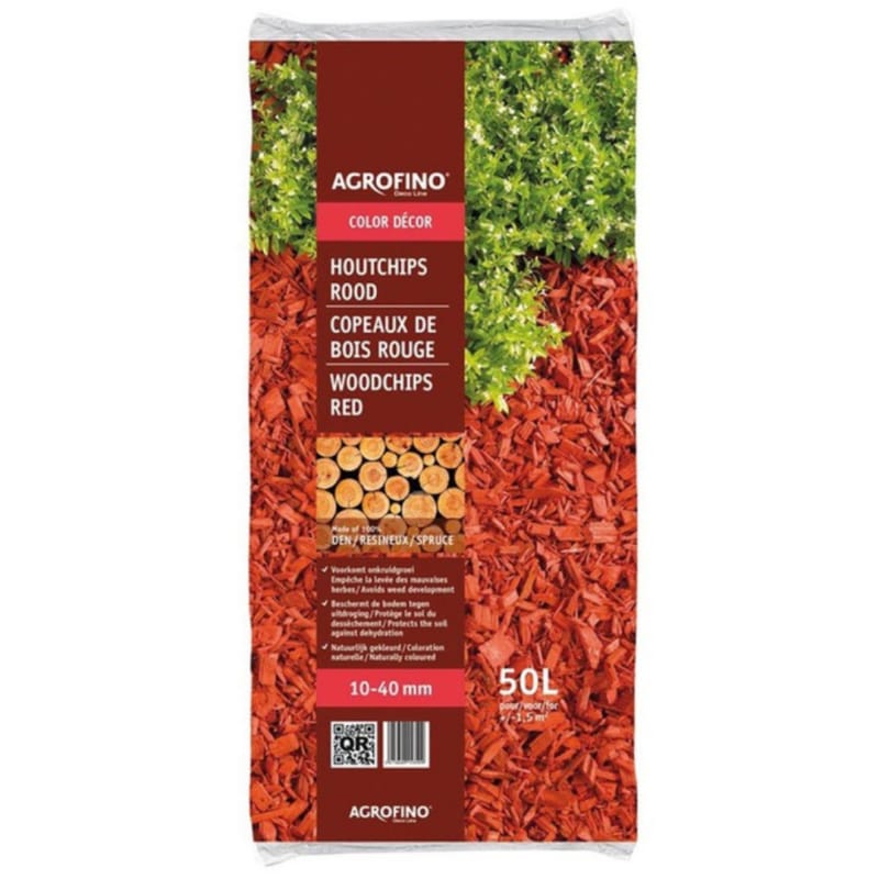 Copeaux de bois Agrofino COLOR DECOR ROUGE 50L 10/40mn