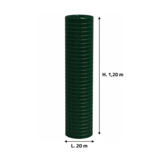 Grillage rouleau galvanisé PVC 1,20m x 20m - Maille 5x5cm Ø3mm